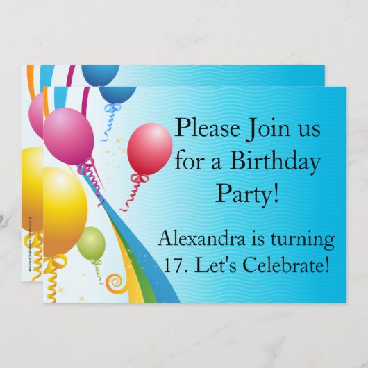 Kleurrijke ballonnen | Krullstonken Kaart (Voorkant / Achterkant)