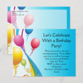 Kleurrijke ballonnen | Krullstonken Uitnodiging Briefkaart (Voorkant / Achterkant)