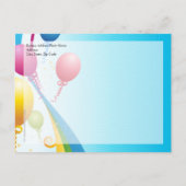 Kleurrijke ballonnen | Krullstonken Uitnodiging Briefkaart (Achterkant)