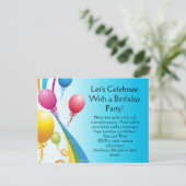 Kleurrijke ballonnen | Krullstonken Uitnodiging Briefkaart (Staand voorkant)