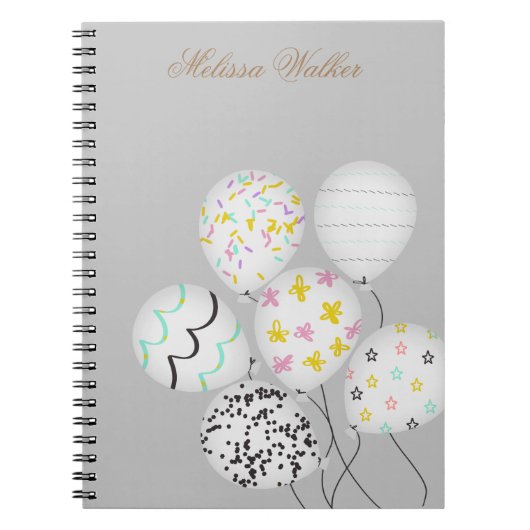 kleurrijke ballonnen leuke monogram notitieboek (Voorkant)