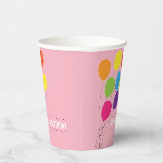 Kleurrijke Ballonnen Meisjes 1e Verjaardagsfeestje Papieren Bekers (Rechts)