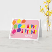 Kleurrijke Ballonnen Meisjes Verjaardag Groet Kaart (Gele Bloem)