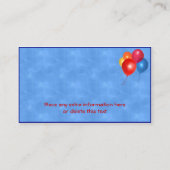 Kleurrijke ballonnen op blauw visitekaartje (Achterkant)