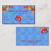 Kleurrijke ballonnen op blauw visitekaartje (Voorkant / Achterkant)