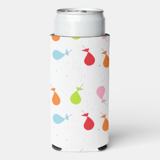 Kleurrijke ballonnen op wit seltzer blikjeskoeler (Seltzer Achterkant)