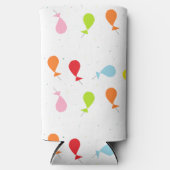 Kleurrijke ballonnen op wit seltzer blikjeskoeler (Voorkant)