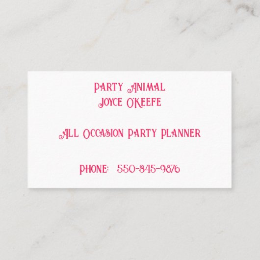 Kleurrijke ballonnen Party Planner Visitekaartje (Achterkant)