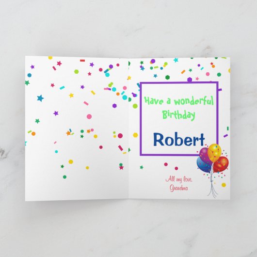 Kleurrijke ballonnen personaliseren de NAAM van de Kaart (Binnen)