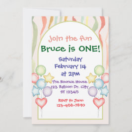 Kleurrijke Ballonnen Streamers Verjaardag Minimali Kaart