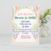 Kleurrijke Ballonnen Streamers Verjaardag Minimali Kaart (Staand voorkant)