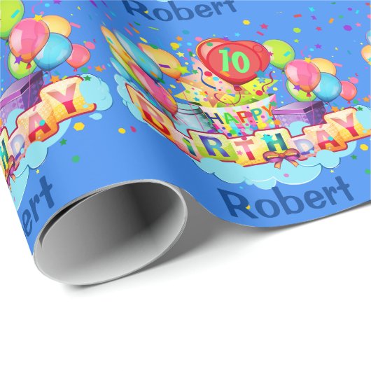 Kleurrijke ballonnen toevoegen NAAM AGENTSCHRIJVIN Cadeaupapier (Rol Hoek)