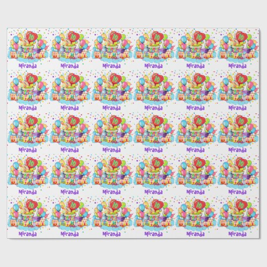 Kleurrijke ballonnen toevoegen NAAM AGENTSCHRIJVIN Cadeaupapier (Vlak)