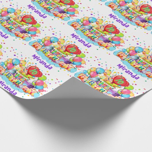 Kleurrijke ballonnen toevoegen NAAM AGENTSCHRIJVIN Cadeaupapier (Hoek)