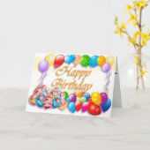 Kleurrijke ballonnen Verjaardag Kaart (Gele Bloem)