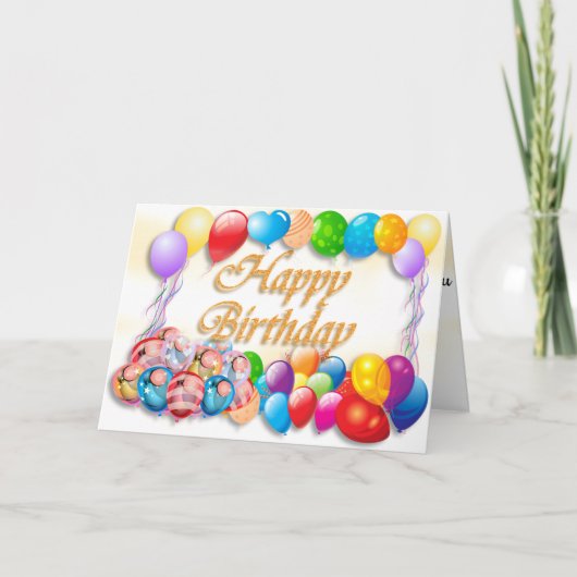 Kleurrijke ballonnen Verjaardag Kaart (Voorkant)