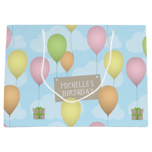 Kleurrijke ballonnen verjaardag patroon geschenk t groot cadeauzakje (Voorkant)