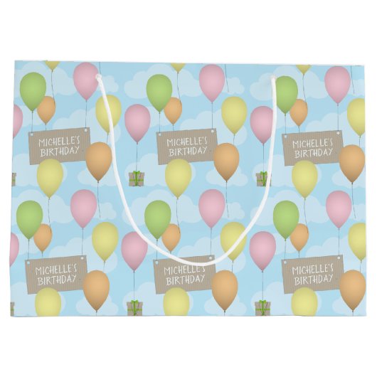 Kleurrijke ballonnen verjaardag patroon geschenk t groot cadeauzakje (Achterkant)