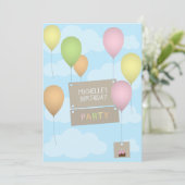 Kleurrijke ballonnen Verjaardag uitnodiging (Staand voorkant)