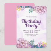 Kleurrijke Ballonnen Verjaardag Uitnodiging voor K (Voorkant / Achterkant)