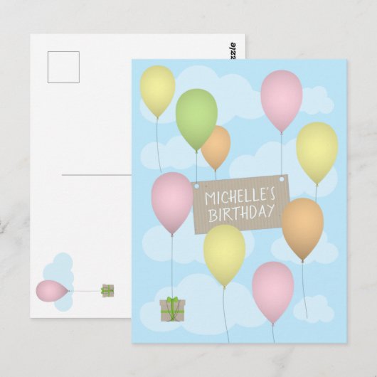 Kleurrijke Ballonnen Verjaardagsansichtkaart Briefkaart (Voorkant / Achterkant)