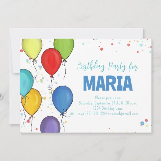 Kleurrijke Ballonnen Verjaardagsfeest Custom Kaart (Voorkant)