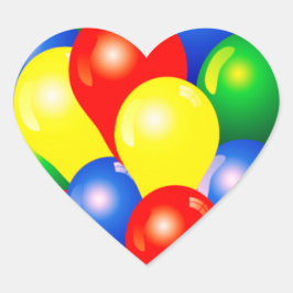 Kleurrijke ballonnen verjaardagsfeestje sjabloon hart sticker