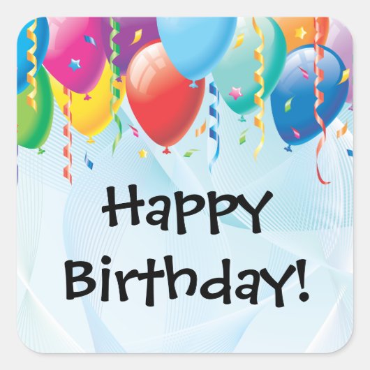 Kleurrijke Ballonnen Verjaardagsfeestje Sticker (Voorkant)