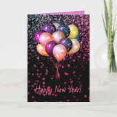 Kleurrijke ballonnen VERSCHIJNEN NIEUW JAAR Persoo Kaart (Voorkant)