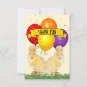 Kleurrijke ballonnen voor eendjes Kinderverjaardag Bedankkaart (Voorkant)