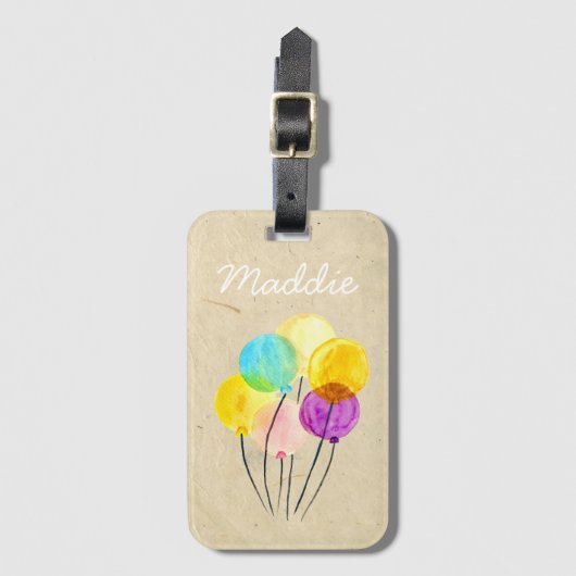 Kleurrijke ballonnen voor waterverf bagagelabel (Voorkant (verticaal))