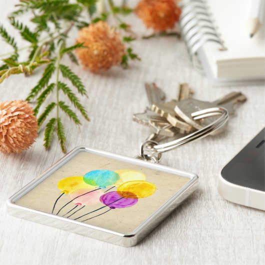 Kleurrijke ballonnen voor waterverf sleutelhanger (Zijkant)