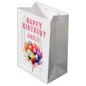 Kleurrijke ballonnen Waterverf Kinder Happy Birthd Medium Cadeauzakje (Achterkant Gekanteld)