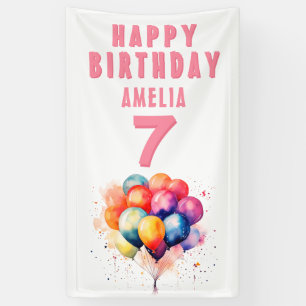 Kleurrijke Ballonnen Waterverf Kinderen Verjaardag Spandoek
