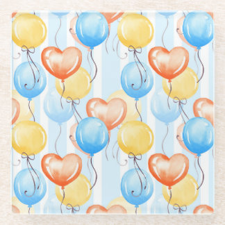 Kleurrijke ballonnen: waterverf naadloos patroon. glazen onderzetter