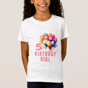 Kleurrijke Ballonnen Waterverf Verjaardagsmeisje T-shirt