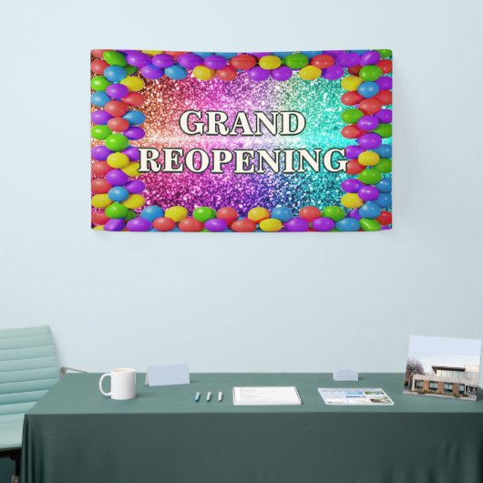 Kleurrijke Ballons Grand Reopening banner voor win (Beurs)
