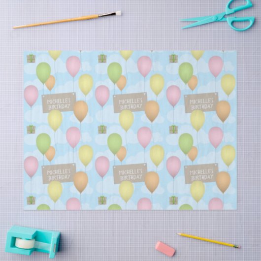 Kleurrijke Ballons Verjaardag Patroon Tissue Paper Tissuepapier (Craft)