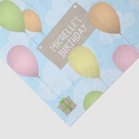 Kleurrijke Ballons Verjaardag Patroon Tissue Paper Tissuepapier (Detail)