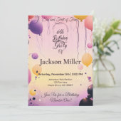 Kleurrijke ballonverjaardag met Schattige Capybara Kaart (Staand voorkant)