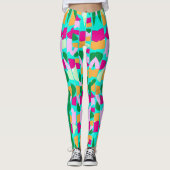 Kleurrijke Bamboe Botanicals Personaliseer Naam Leggings (Voorkant)