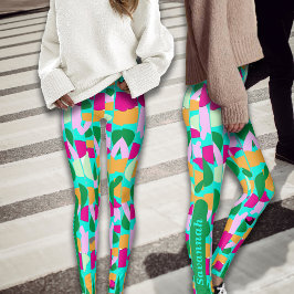 Kleurrijke Bamboe Botanicals Personaliseer Naam Leggings