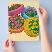 Kleurrijke Bandenplanters – Helder Bloementuin Flyer (Hand)
