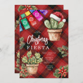 Kleurrijke Banner Mexicaanse Cactus Kerst Fiesta Kaart (Voorkant / Achterkant)