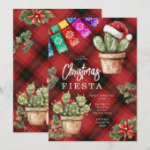 Kleurrijke Banner Mexicaanse Cactus Kerstmis Fiest Kaart (Voorkant / Achterkant)