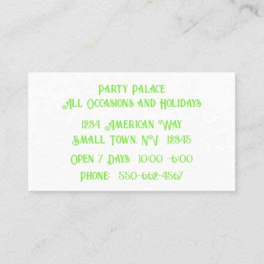 Kleurrijke Banner Party Planner Visitekaartje (Achterkant)