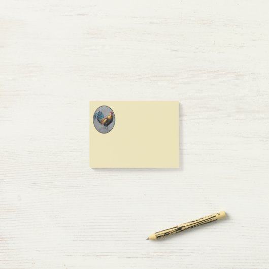 Kleurrijke Bantam Haan Post-it® Notes (Op bureau)