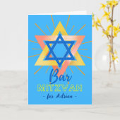 Kleurrijke Bar Mitzvah Star van David Voeg een naa Kaart (Gele Bloem)