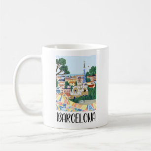 Kleurrijke Barcelona Spanje City Uitzicht Koffiemok
