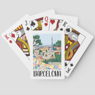 Kleurrijke Barcelona Spanje City Uitzicht Pokerkaarten